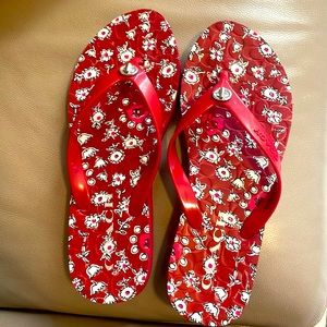 Coach red flip flops